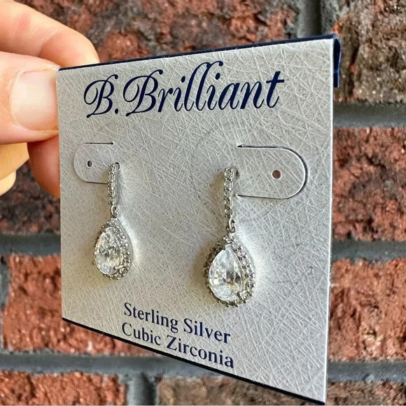 B.Brilliant 925 Sterling Silver Dangle Earrings NWT - Picture 4 of 7